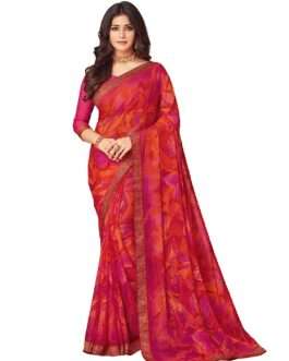 Women’s Lace & Printed Chiffon Saree with Blouse