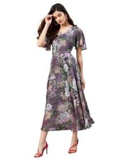 Women’s Synthetic a-line Knee-Long Dress Mauve