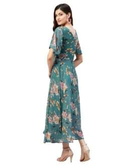 Women’s Synthetic a-line Knee-Long Dress Teal